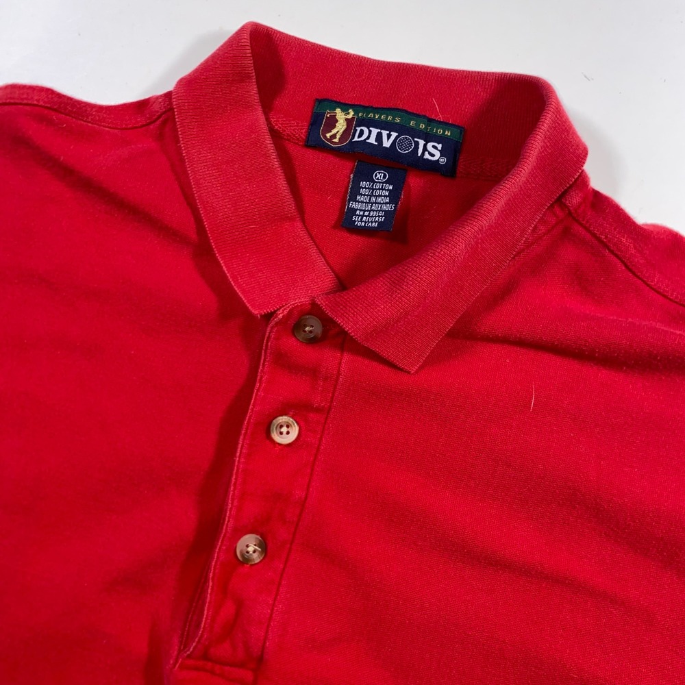 Divots Players Edition Mens XL Red Cotton Pique Short Sleeve Golf Polo Shirt